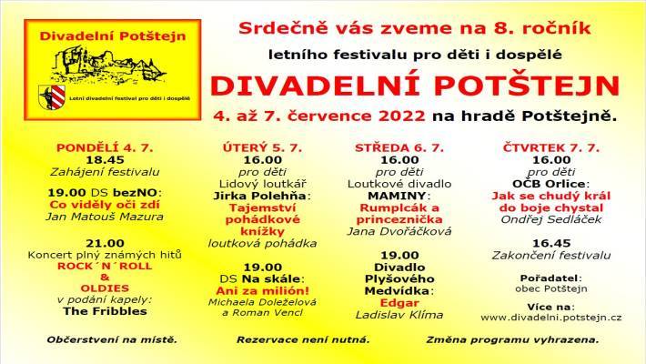 Pozvánka na letní program na hradě Potštejn 2022