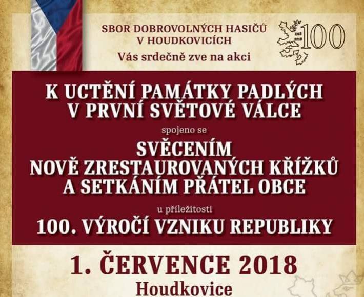 Sbor dobrovolných hasičů v Houdkovicích bude slavit 100. výročí vzniku republiky